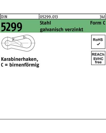 Feuerwehrkarabinerhaken DIN 5299 Form C birnenförmig