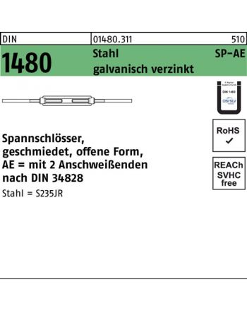 Spannschloss DIN 1480 offen m.2Anschweißenden