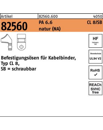 Befestigungsösen R 82560 f.Kabelb. CL8/SB 8 PA 6.6 natur 100St. HELLERMANNTYTON