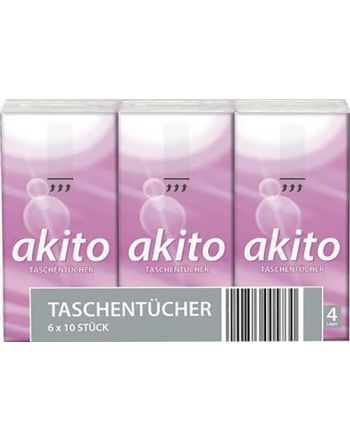 Taschentücher akito 4-lagig hochweiß L210xB200ca.mm 48 Pack/KT (1 Pk.=6x10 Bl.)