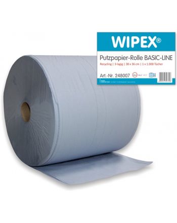 Putztuch Basic-Line L360xB380ca.mm blau 3-lagig 1 Rolle/ VE WIPEX