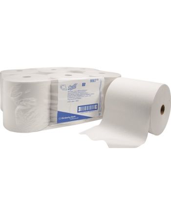Rollenhandtuch SCOTT® 6667 1-lagig weiß L304ca.mxB200ca.mm KT=6 Rollen