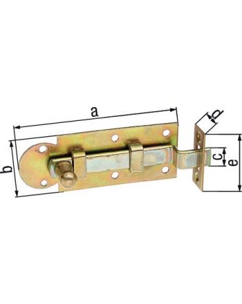 Fensterriegel L.80mm B.30mm Form gekr. STA galv. gelb verz. Ausschub 12mm GAH