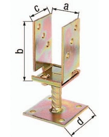 U-Pfostenträger 71-131x110x70x100mm TZN breitenverstellbar,zum Aufschr.GAH